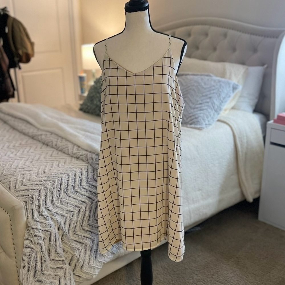 White and Black Grid Dress